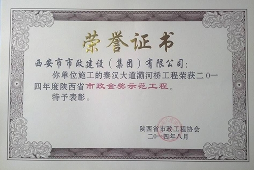 秦汉大道灞河桥工程省级千亿国际金杯树模工程